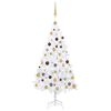 vidaXL Arbre de No&euml;l artificiel pr&eacute;-&eacute;clair&eacute; et boules blanc 150 cm PVC