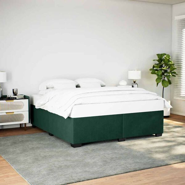vidaXL Cadre de lit sans matelas vert fonc&eacute; 200x200 cm velours