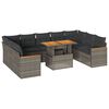 vidaXL Salon de jardin avec coussins 10 pcs gris r&eacute;sine tress&eacute;e acacia