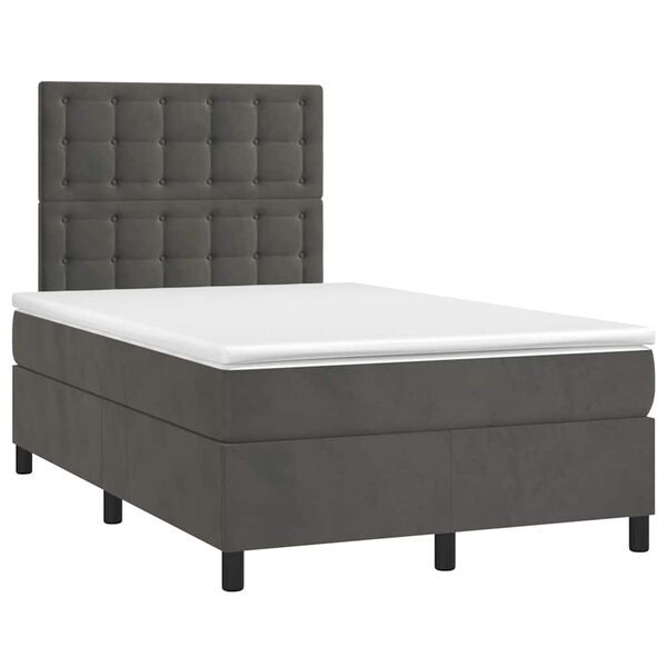 vidaXL Sommier &agrave; lattes de lit et matelas gris fonc&eacute; 120x190cm velours