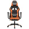 vidaXL Chaise de jeu avec repose-pied Noir et orange Similicuir