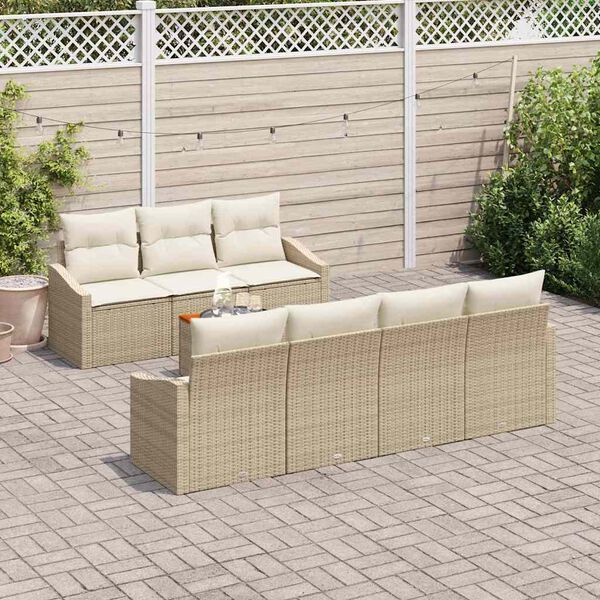 vidaXL Ensemble de canap&eacute; de jardin 8 pcs Beige et cr&egrave;me polyrotin