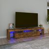 vidaXL Meuble TV avec lumi&egrave;res LED Ch&ecirc;ne fum&eacute; 200x36,5x40 cm