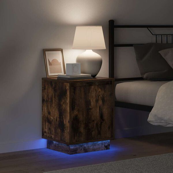 vidaXL Cabinet de chevet Ch&ecirc;ne fum&eacute; 39 x 34,5 x 50 cm