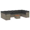 vidaXL Salon de jardin 11 pcs avec coussins gris r&eacute;sine tress&eacute;e