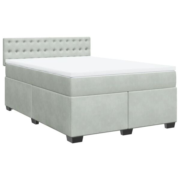 vidaXL Sommier &agrave; lattes de lit et matelas Gris clair 160x200cm Velours