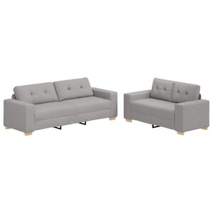 vidaXL Canap&eacute; 2 pc Gris nuage Tissu en lin m&eacute;lang&eacute;