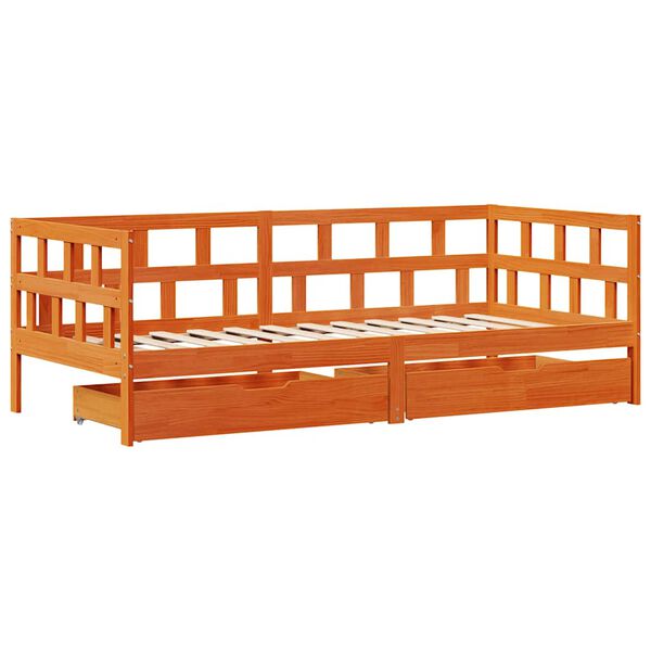 vidaXL Lit de jour avec tiroirs sans matelas cire marron 90x200cm bois
