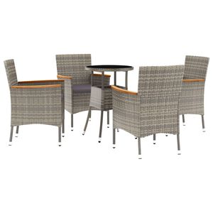 vidaXL Ensemble de bistro de jardin 5 pcs coussins gris poly rotin