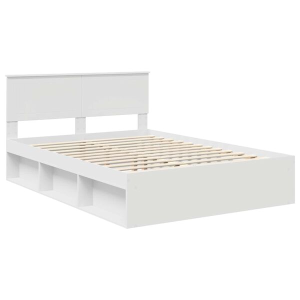 vidaXL Cadre de lit avec t&ecirc;te de lit Blanc 135 x 190 cm Pin massif