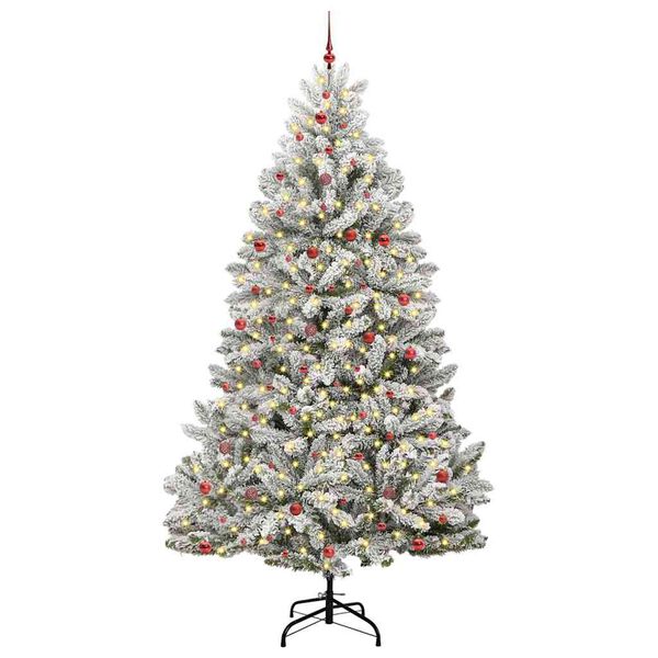 vidaXL Sapin de No&euml;l artificiel Vert et blanc 300 cm PVC et m&eacute;tal