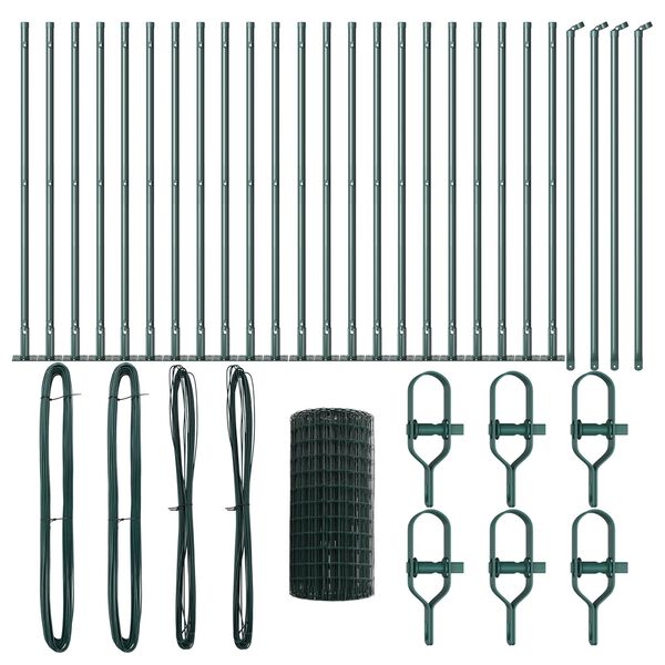 vidaXL Cl&ocirc;ture avec poteau Vert 0,4 x 50 m Acier et PVC