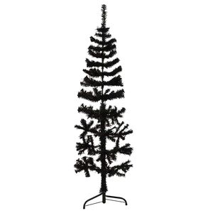 vidaXL Demi sapin de No&euml;l artificiel mince avec support Noir 120 cm