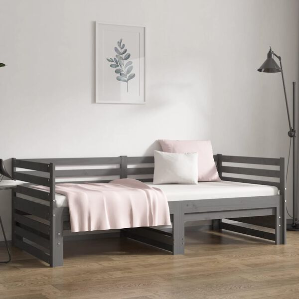 vidaXL Lit coulissant sans matelas gris 2x(80x200)cm