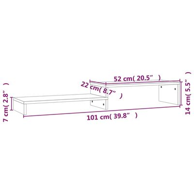 vidaXL Support pour moniteur (52-101)x22x14 cm Bois de pin solide