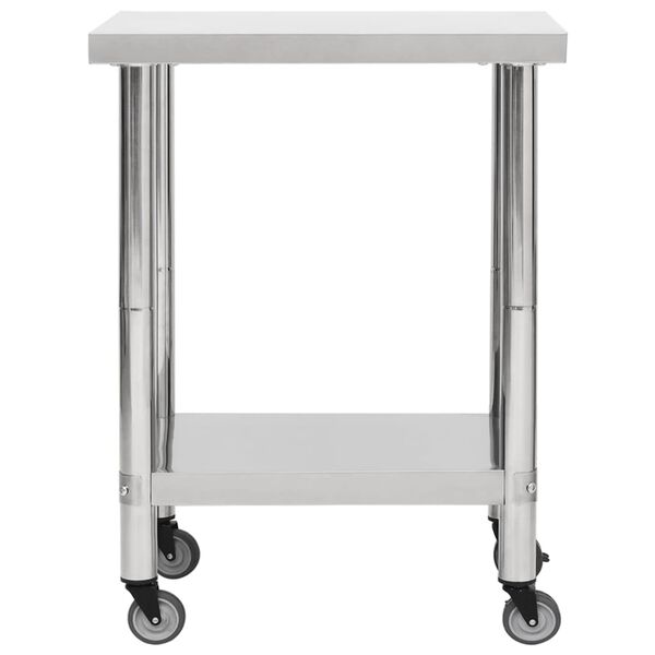 vidaXL Table de travail de cuisine avec roues 80x30x85 cm Inox