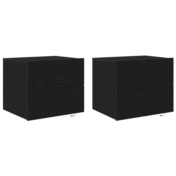 vidaXL Cabinet de chevet avec tiroir 2 pcs Ch&ecirc;ne noir 50 x 39 x 41 cm