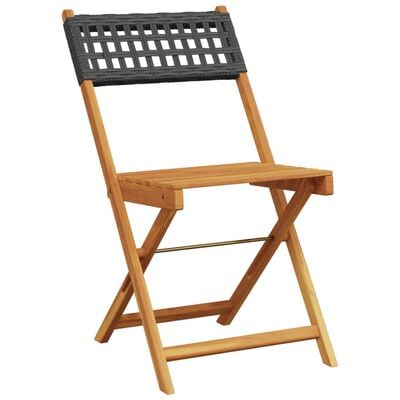 vidaXL Ensemble de bistro 3 pcs noir résine tressée et bois massif