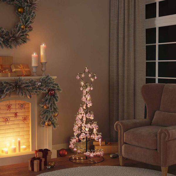 vidaXL Sapin de No&euml;l &agrave; LED avec boules 80 LED blanc chaud 120 cm