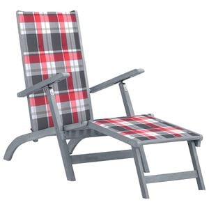 vidaXL Chaise longue d'ext&eacute;rieur repose-pied et coussin Acacia solide