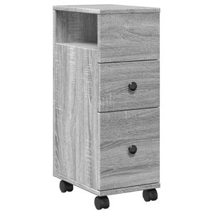 vidaXL Meuble &eacute;troit de salle de bain &agrave; roulettes sonoma gris