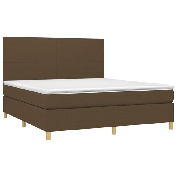 vidaXL Sommier &agrave; lattes de lit avec matelas Marron fonc&eacute; 160x200 cm