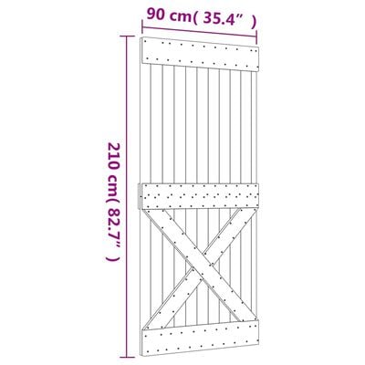 vidaXL Porte coulissante et kit de quincaillerie 90x210 cm pin massif