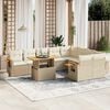 vidaXL Salon de jardin avec coussins 10 pcs beige r&eacute;sine tress&eacute;e