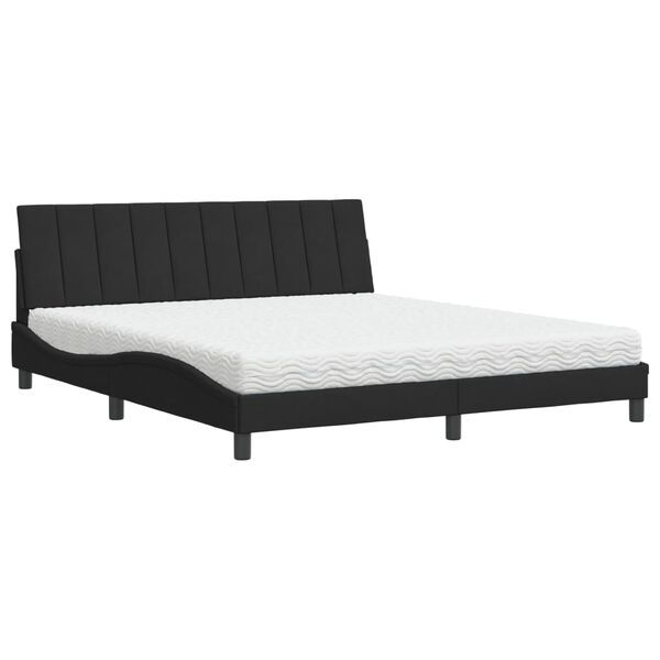 vidaXL Lit avec matelas Hanko noir 180x200 cm velours