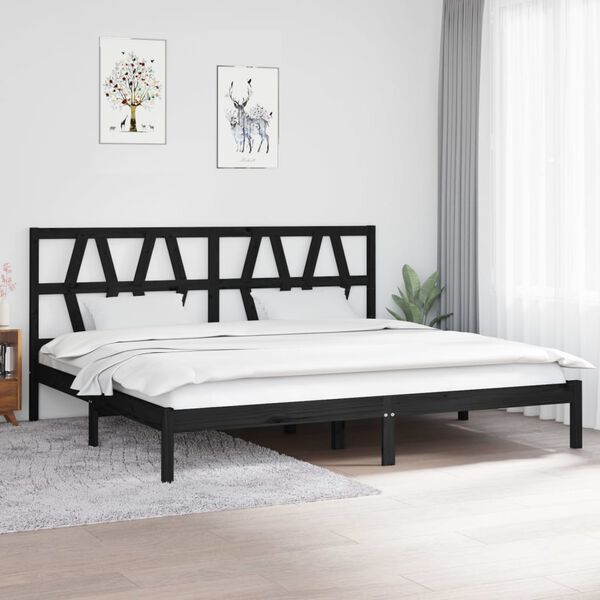 vidaXL Cadre de lit sans matelas noir bois massif 200x200 cm