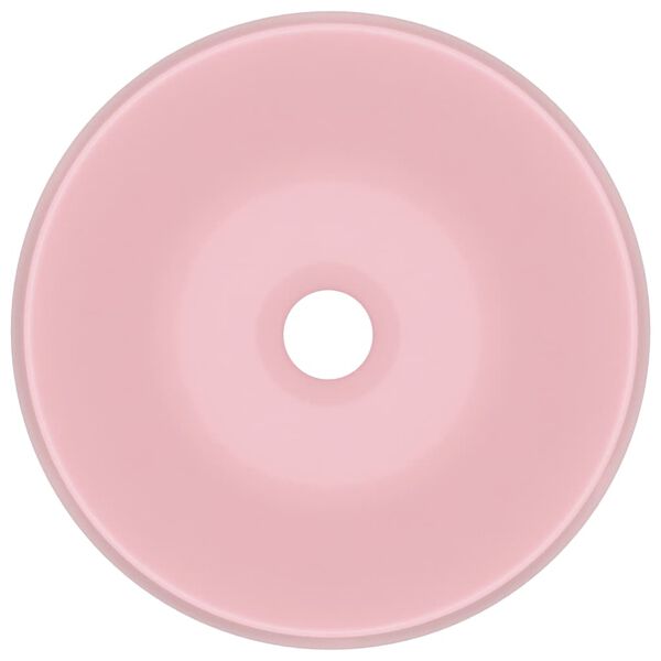 vidaXL Lavabo rond de luxe Rose mat 40x15 cm C&eacute;ramique
