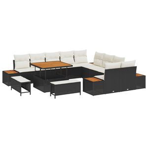 vidaXL Ensemble de canap&eacute; de jardin 13 pcs Noir Poly rotin