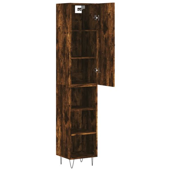 vidaXL Buffet haut Ch&ecirc;ne fum&eacute; 34,5x34x180 cm Bois d'ing&eacute;nierie