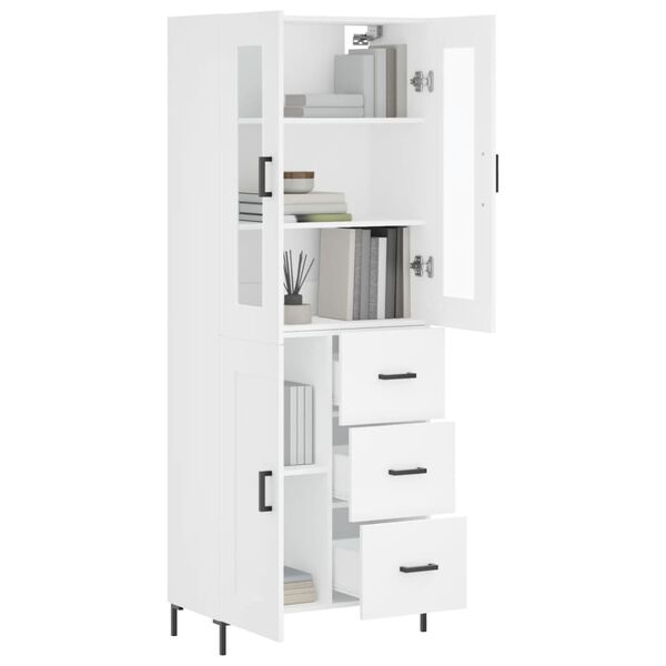 vidaXL Buffet haut Blanc 69,5x34x180 cm Bois d'ingénierie