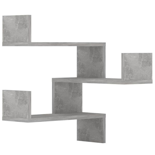 vidaXL &Eacute;tag&egrave;res murales d'angle 2 pcs Gris b&eacute;ton Bois d&rsquo;ing&eacute;nierie