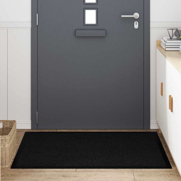 vidaXL Tapis de porte Noir 60 x 40 x 1.2 cm Tissu en teddy