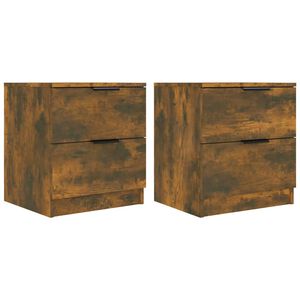 vidaXL Tables de chevet 2 pcs Ch&ecirc;ne fum&eacute; Bois d'ing&eacute;nierie