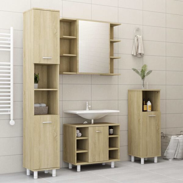vidaXL Ensemble de meubles de bain 3pcs Ch&ecirc;ne sonoma Bois d'ing&eacute;nierie