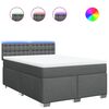 vidaXL Sommier &agrave; lattes de lit avec matelas Gris fonc&eacute; 140x190cm Tissu