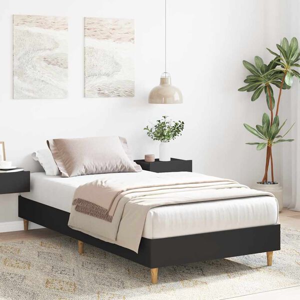 vidaXL Cadre de lit sans matelas noir 100x200 cm bois d'ing&eacute;nierie