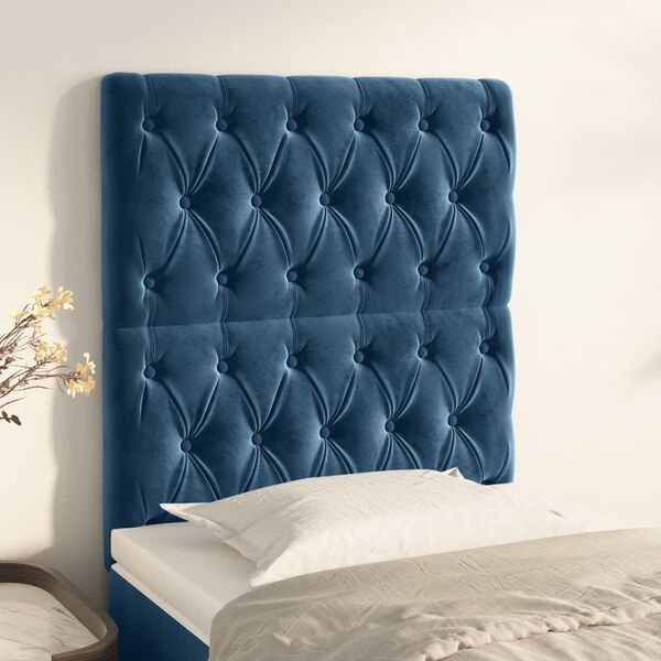 vidaXL Tête de lit Bleu foncé 80x7x118/128 cm Velours