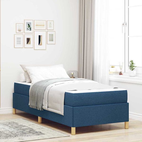 vidaXL Cadre de lit avec matelas Bleu 100 x 200 cm tissu