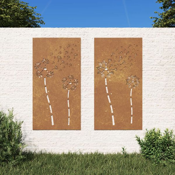 vidaXL D&eacute;corations murales de jardin 2pcs 105x55 cm design de fleur