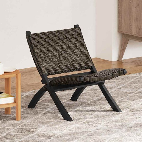 vidaXL Chaise de relaxation rotin kubu naturel et bois d'acajou massif