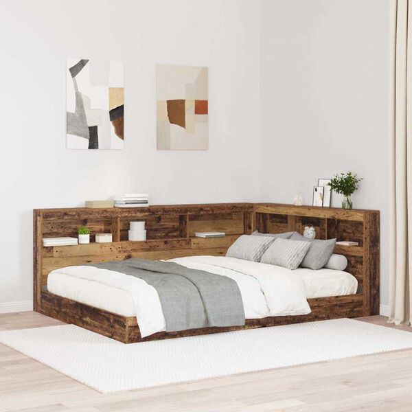 vidaXL T&ecirc;te de lit de rangement Bois Ancien 140 cm Bois d'ing&eacute;nierie