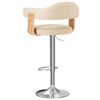 vidaXL Tabourets de bar lot de 2 cr&egrave;me bois courb&eacute; et similicuir