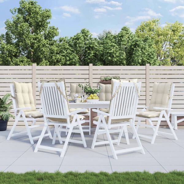 vidaXL Coussins de chaise à dossier haut lot de 6 crème tissu oxford
