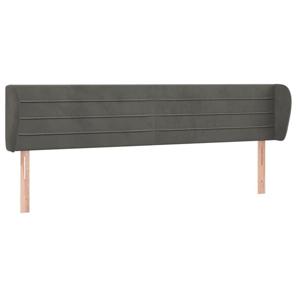 vidaXL T&ecirc;te de lit avec oreilles Gris fonc&eacute; 183x23x78/88 cm Velours