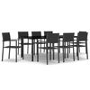 vidaXL Ensemble &agrave; manger de jardin 9 pcs Noir