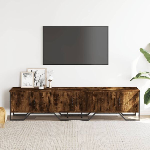 vidaXL Meuble TV ch&ecirc;ne fum&eacute; 180x34x41 cm bois d'ing&eacute;nierie